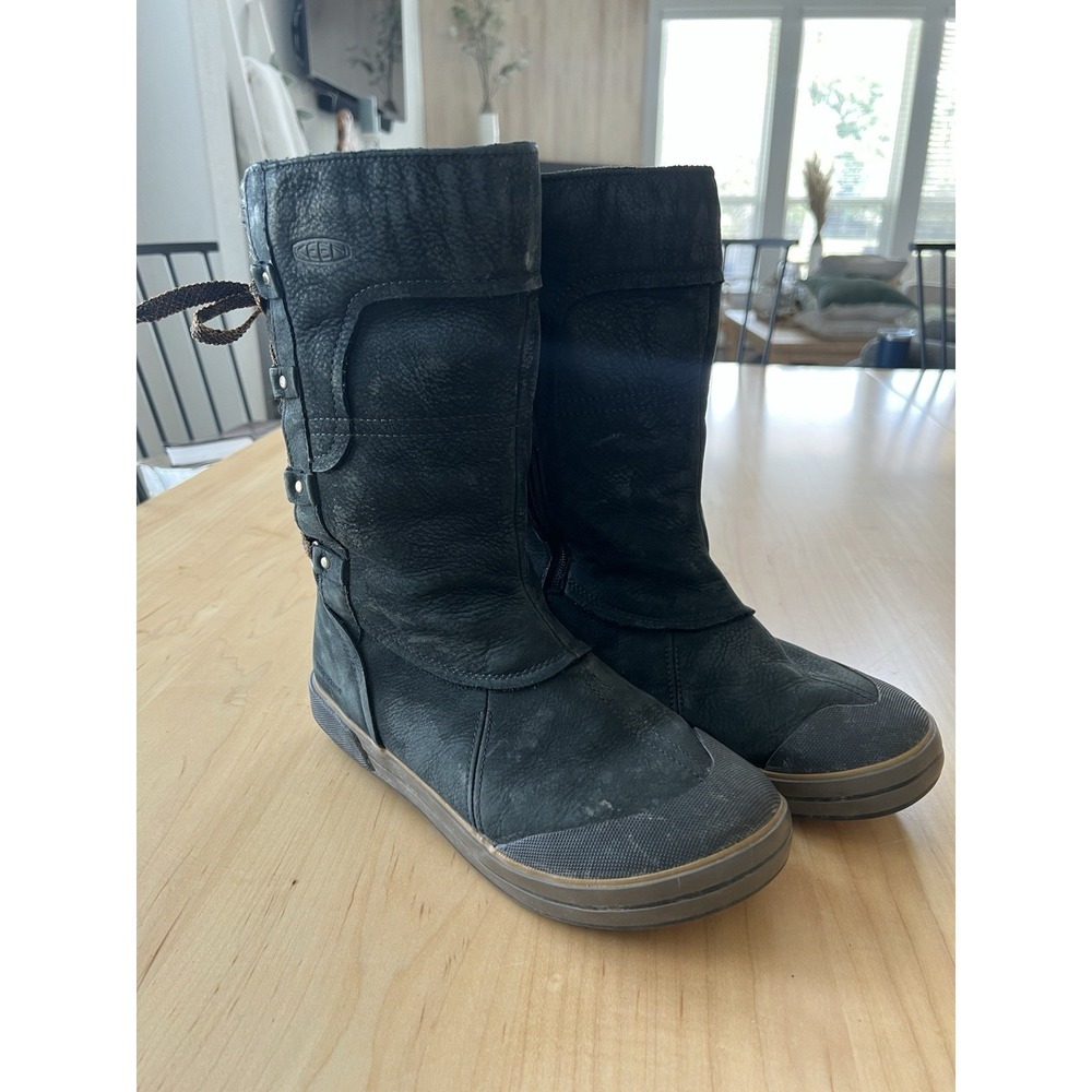 KEEN Elsa Premium Zip Waterproof Boots Womens 8.5 Black Leather Winter Snow